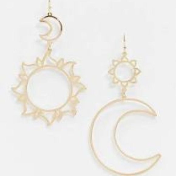 LunaSol Moon & Sun Dangle Earrings - Picture 2 of 6
